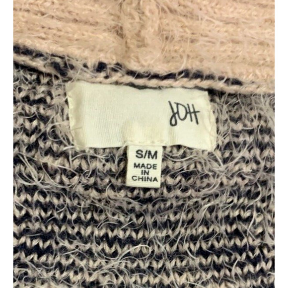 Joh Hoodie Sweater Womens S / M Open Front Long Soft Fuzzy Pink Pattern Cardigan - Picture 13 of 16